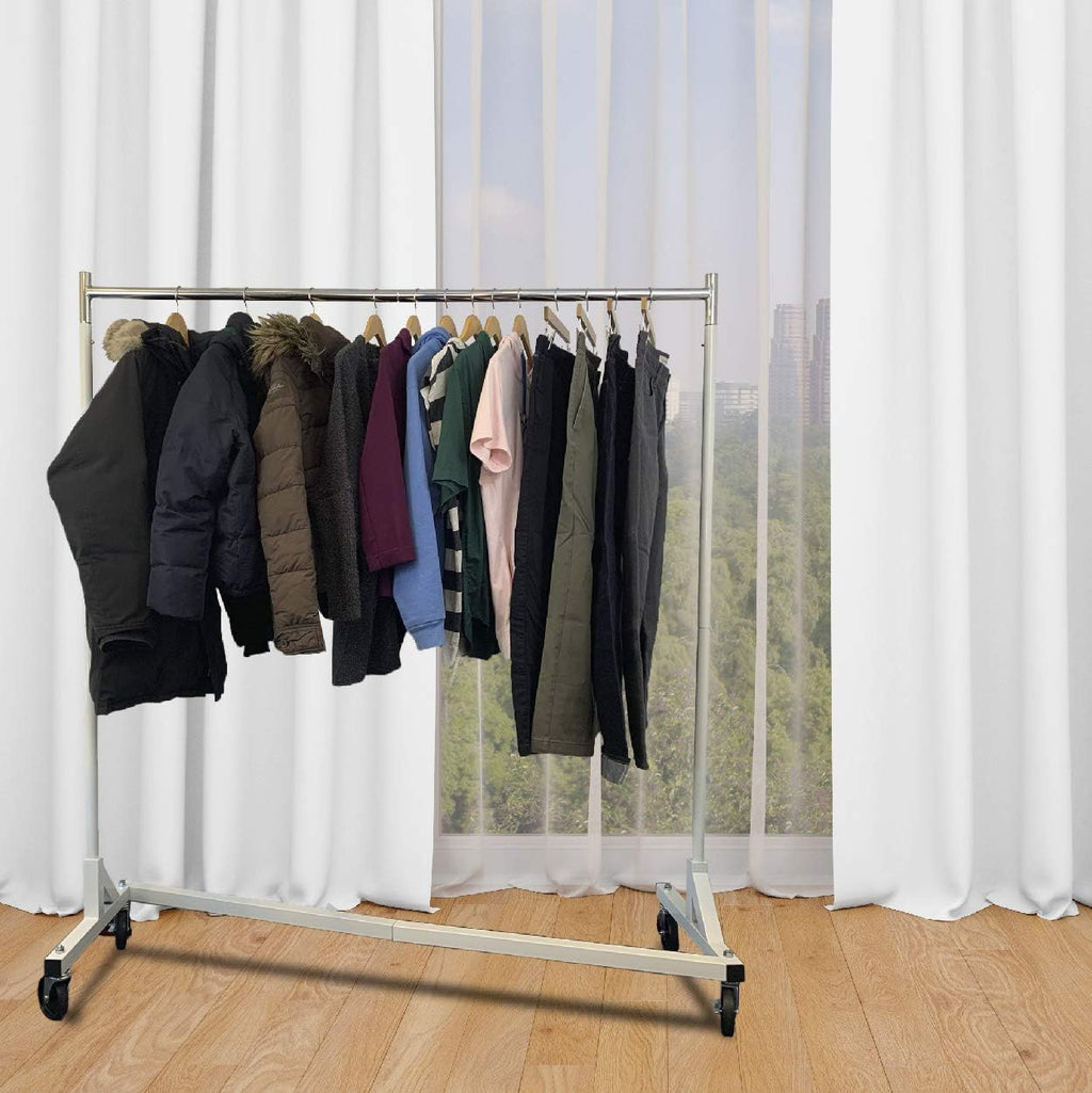 Heavy Duty 400lb Load Garment Clothing Z Rack - Rolling Garment Z Rack for Home, Retail Display, Durable Square Tubing, Commercial Grade Clothing Rack. Display Racks, Coat Rack Fixtures