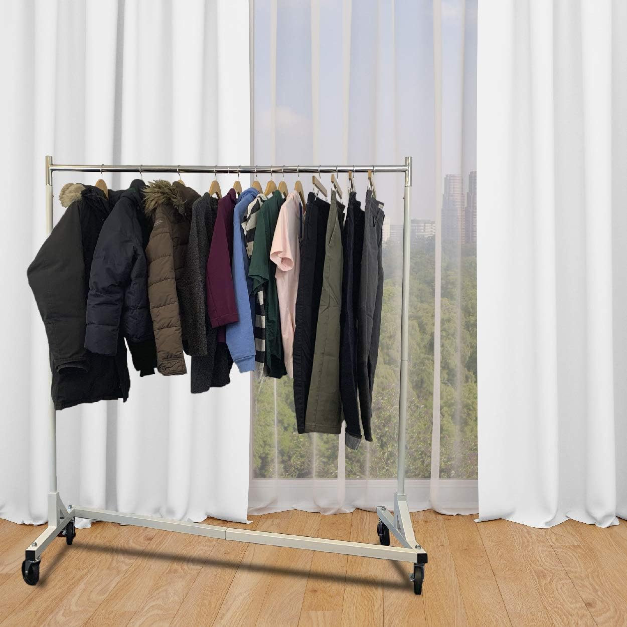 Heavy Duty 400lb Load Garment Clothing Z Rack - Rolling Garment Z Rack for Home, Retail Display, Durable Square Tubing, Commercial Grade Clothing Rack. Display Racks, Coat Rack Fixtures
