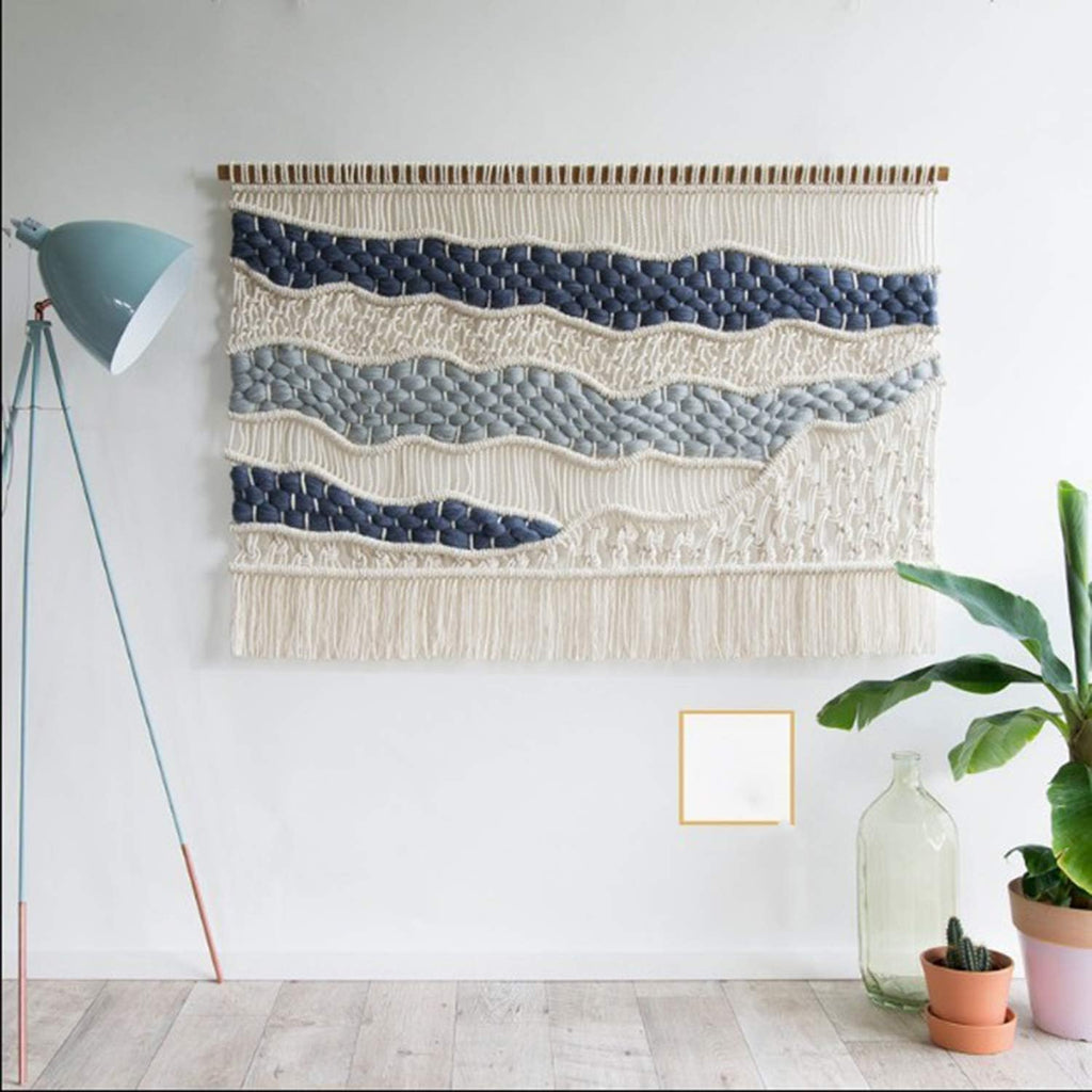 Macrame Wall Hanging Large Art Woven Tapestry,Handmade Macrame Tapestry Bohemian Wall Decor,Textile Wall Hangings Home Decoration for Living Room Nursery Room (A 140 x 90 cm)