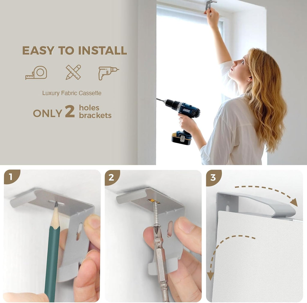 HeyBlinds Motorized Blinds with Remote, 100% Blackout Smart Blinds, Automatic Shades for Windows Compatible with Alexa Google and Homekit, Custom Size(Grace-Perla White BO)