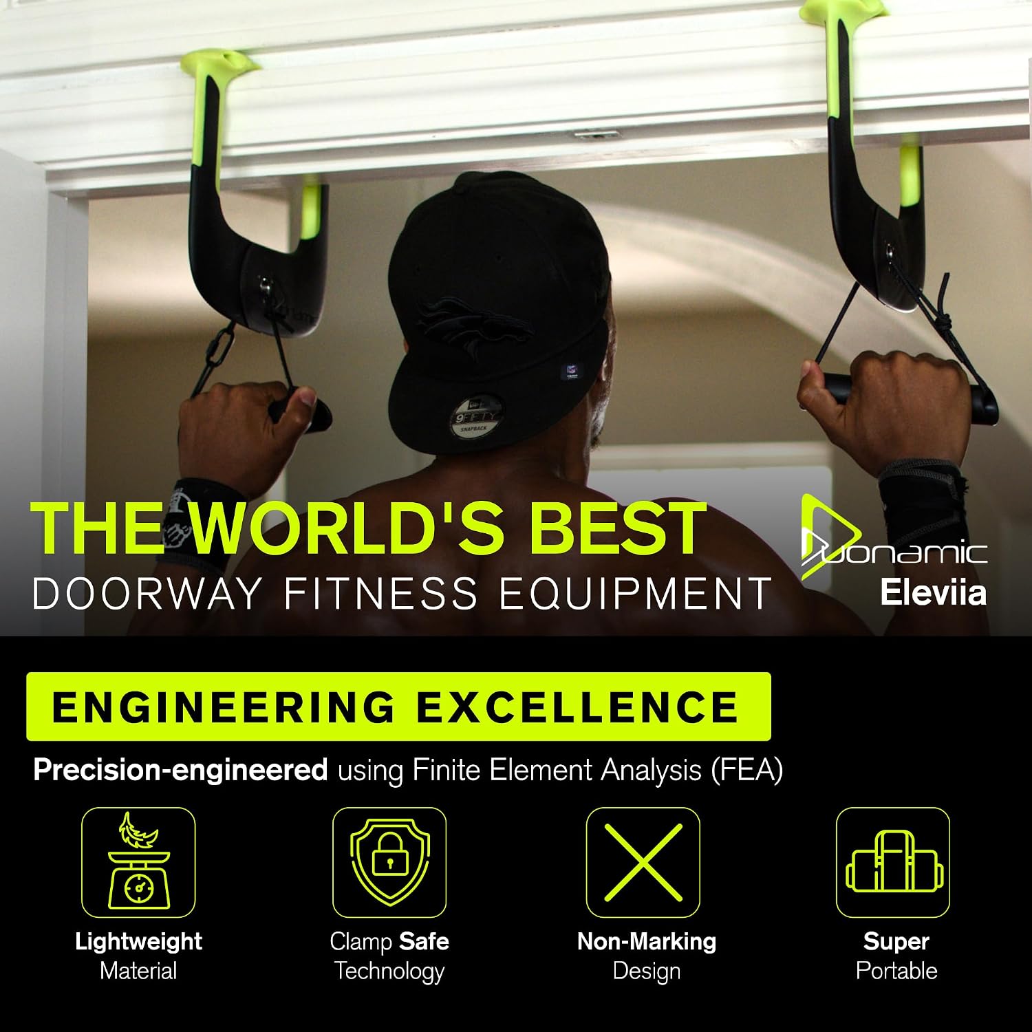 Duonamic Eleviia: Portable Doorway Pull-Up Bar – Lightweight, Travel-Ready, 250 lb Capacity