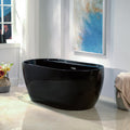 WOODBRIDGE 59' L x 31-1/2' W Freestanding Contemporary Acrylic Soaking Bathtub in Glossy Black Inside and Outside with Brushed Nickel Drain & Overflow,B8864-BN