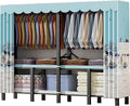 Heavy Duty Garment Rack With Cover Folding Wardrobe Closet Foldable Clothing Rack For Hanging Clothes Armoires Portable Metal Coat Storage Organizer Covered(D,110cm/43.3inch)