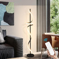 EIDISUNY Modern Spiral Floor Lamp with Remote Control, 48W LED Floor Lamps for Living Room, 3 Colors Dimmable Tall Standing Lamp for Living Room, 60'' Modern Floor lamp for Bedroom Black