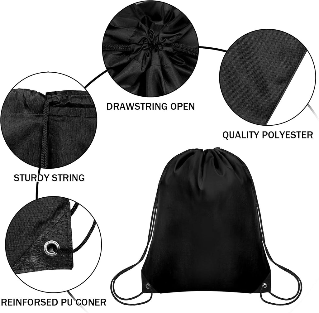 Grneric 200Pcs Drawstring Backpack Bulk Cinch Sackpack Drawstring Bags Nylon for Gym Party Trip(Black)