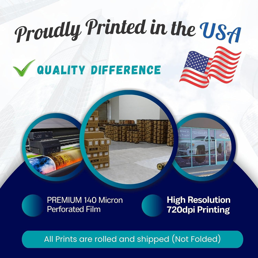 BIV Custom Perforated Window Sign, Decal, Sticker, One Way Vision Film, Vehicle, Store, Building Wrap, Full Color, Design Online or Print Your Design (4 X 7 ft (H X W))