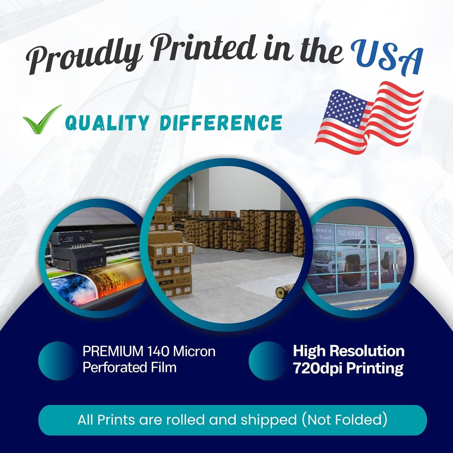 Custom Perforated Window Sign, Decal, Sticker, One Way Vision Film, Vehicle, Store, Building Wrap, Full Color, Design Online or Print Your Design (7 X 4 ft (H X W))