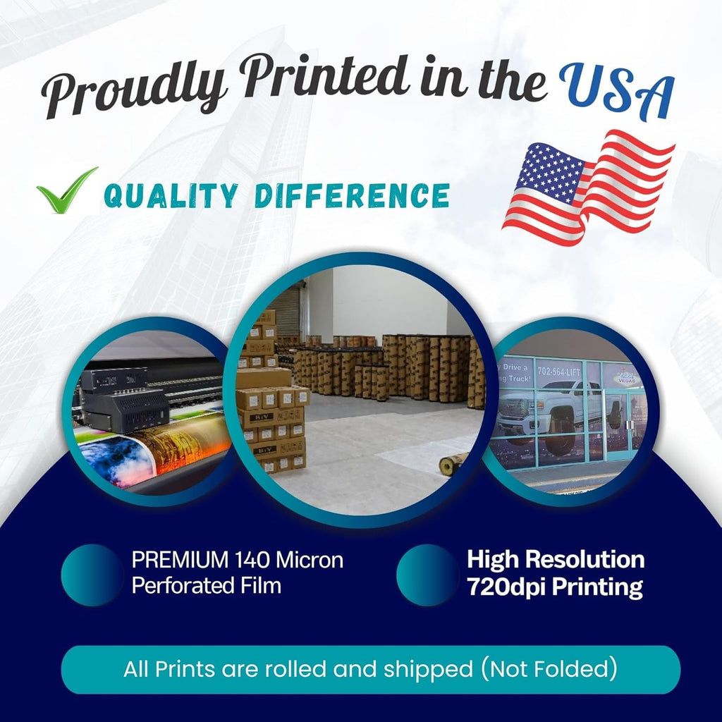 Custom Perforated Window Sign, Decal, Sticker, One Way Vision Film, Vehicle, Store, Building Wrap, Full Color, Design Online or Print Your Design (8 X 4 ft (H X W))