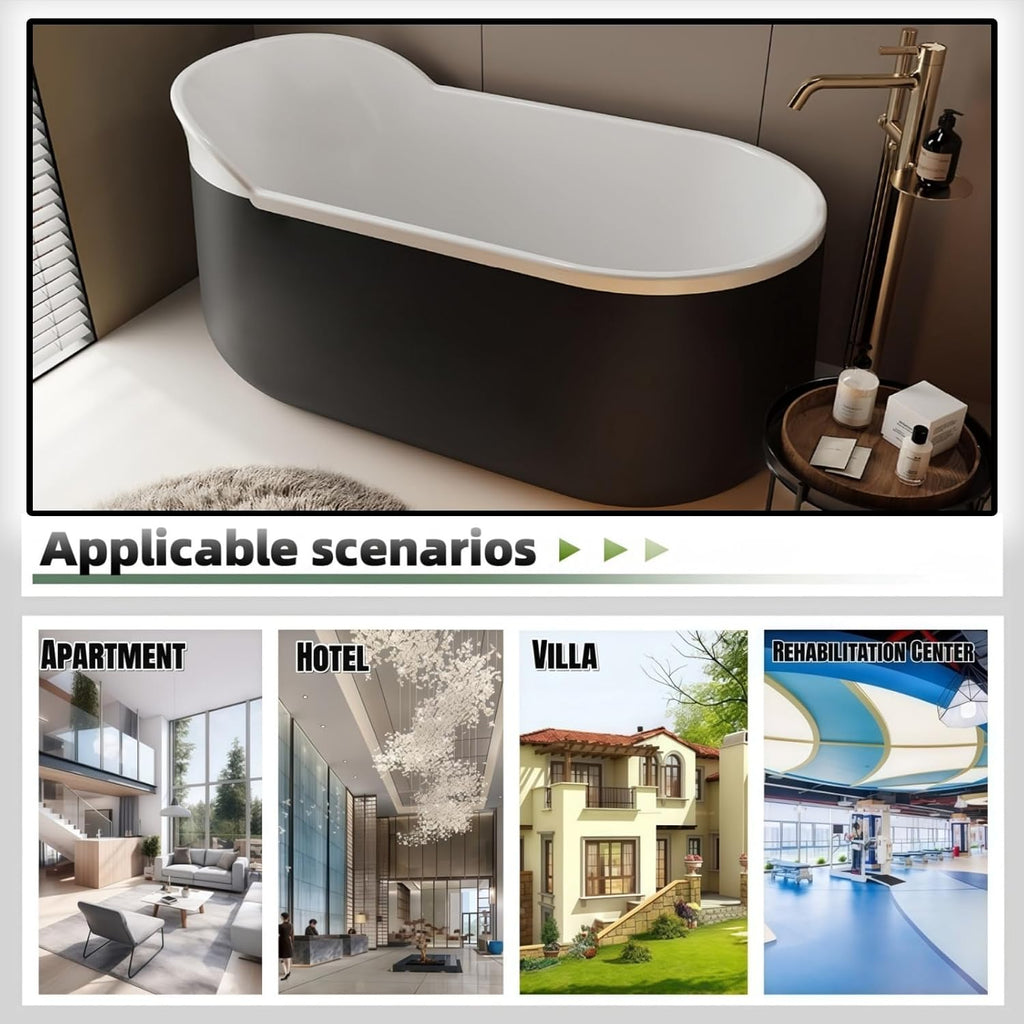 59' Edeyeu Freestanding Bathtub - Luxurious Solid Surface Soaking Tub, Extra Deep & Wide for Ultimate Relaxation, Durable Stand Alone Bath Crafted From Premium Acrylic Materials White A