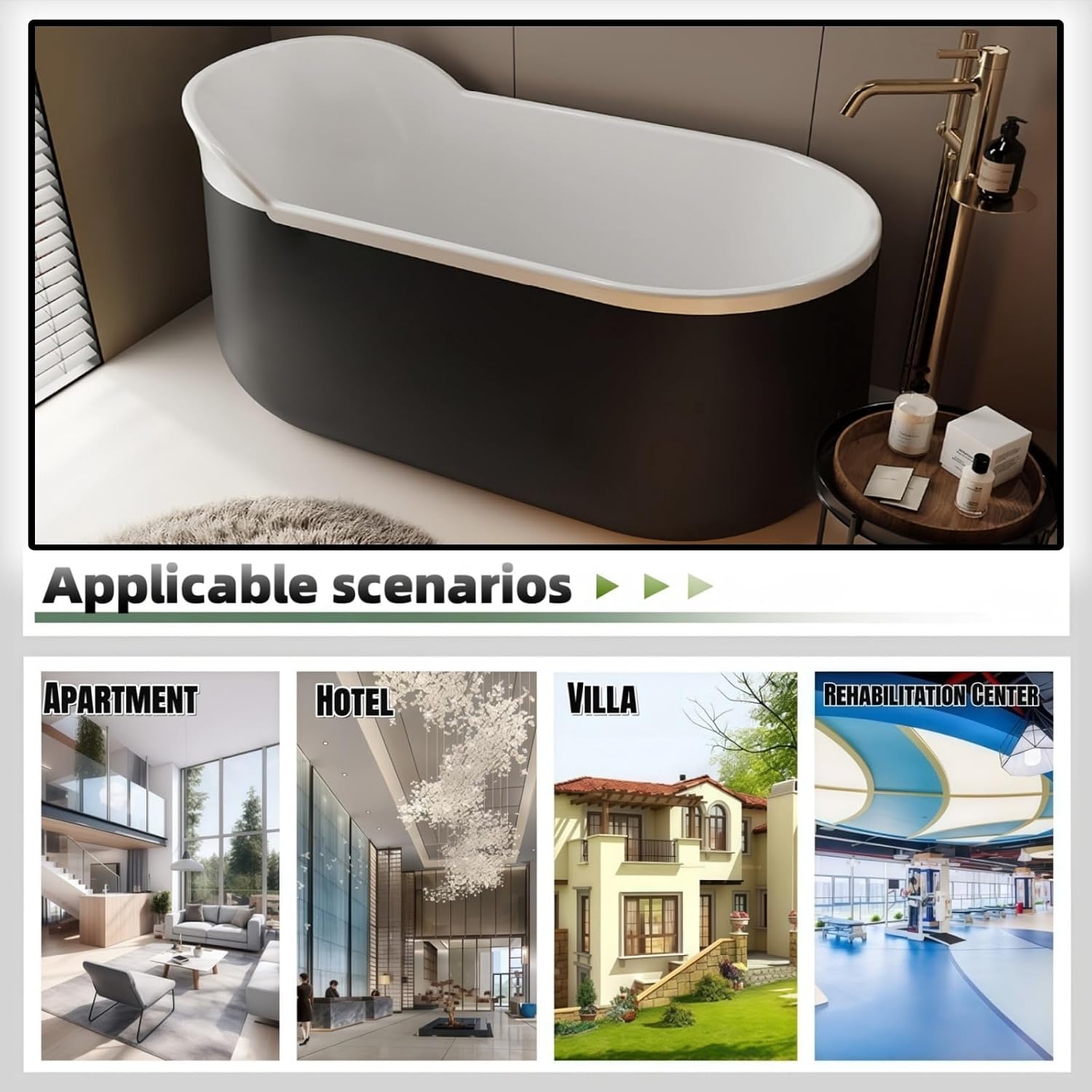 59' Edeyeu Freestanding Bathtub - Luxurious Solid Surface Soaking Tub, Extra Deep & Wide for Ultimate Relaxation, Durable Stand Alone Bath Crafted From Premium Acrylic Materials White A