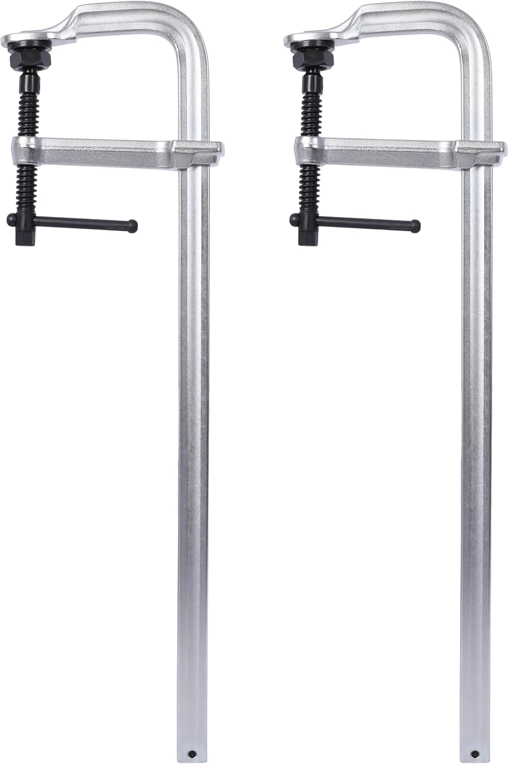 2-Pack Industrial Steel F-Clamps (24' Jaw, 5-1/2' Throat) w/Removable Pads - Black Oxide Spindle for Welding & Fabrication