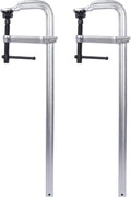 2-Pack Industrial Steel F-Clamps (24' Jaw, 5-1/2' Throat) w/Removable Pads - Black Oxide Spindle for Welding & Fabrication