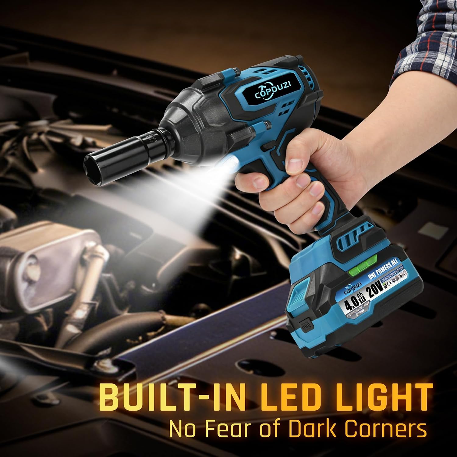 1700Nm 1/2' Cordless Impact Wrench, 1253 Ft-lbs Brushless Impact Gun, 20V High Torque Impact Driver with 2 x 4.0Ah Batteries 6 Sockets & Case, Pistola De Impacto for Home Car Tire Heavy Truck