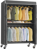 for R2C Plus Heavy Duty Rolling Garment Racks with Cover Clothing Rack for Hanging C