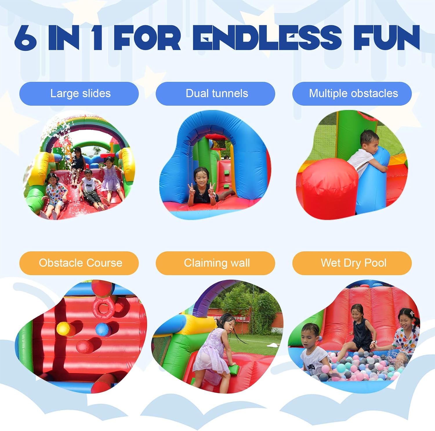 25FT Commercial Grade Bounce House Combo, Heavy Duty PVC Inflatable Bouncer with Crawl Tunnel & Obstacle Course, Large Jumping Castle for Backyard, Birthday Party, School Event, Kids Ages 3-12