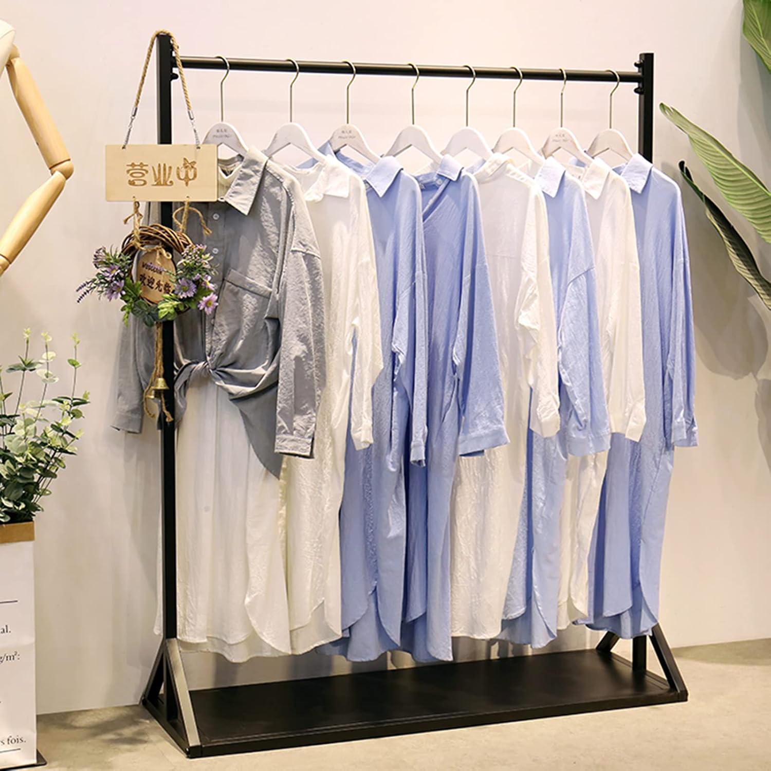 Garment Rack Clothing Rack with Shelves, Heavy Duty Metal Garment Rack for Hanging Clothes, Freestanding Coat Rack for Bedroom and Living Room, Industrial Pipe Clothe(Size:120x40x150CM) (10
