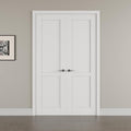 48' x 80' French Doors Interior (Double 24' x 80' 2-Lite Panel Door with Black Hinge Prehung Jamb Kit), Pre-Finished & Paintable, Prebuilt Home Door Panels & Assembly Required Jamb