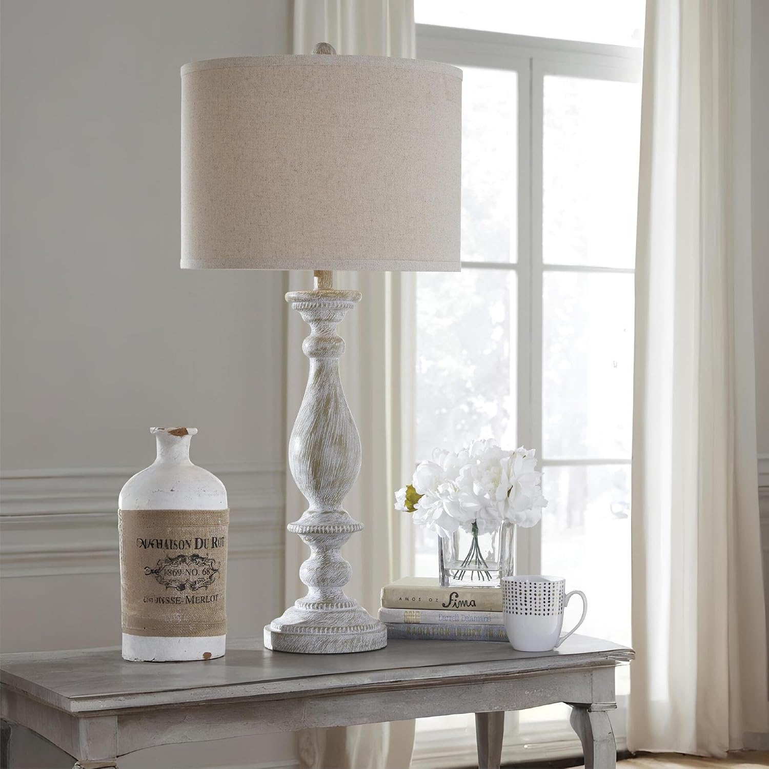 Signature Design by Ashley Bernadate Vintage Cottage Table Lamp, 2 Count, 31', Whitewash