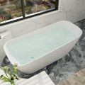 Acrylic Freestanding Bathtub, Single Slipper Free Standing Tub, Soaking Tub with Integrated Slotted Overflow, Toe-Tap Chrome Drain, cUPC Certified, Glossy White