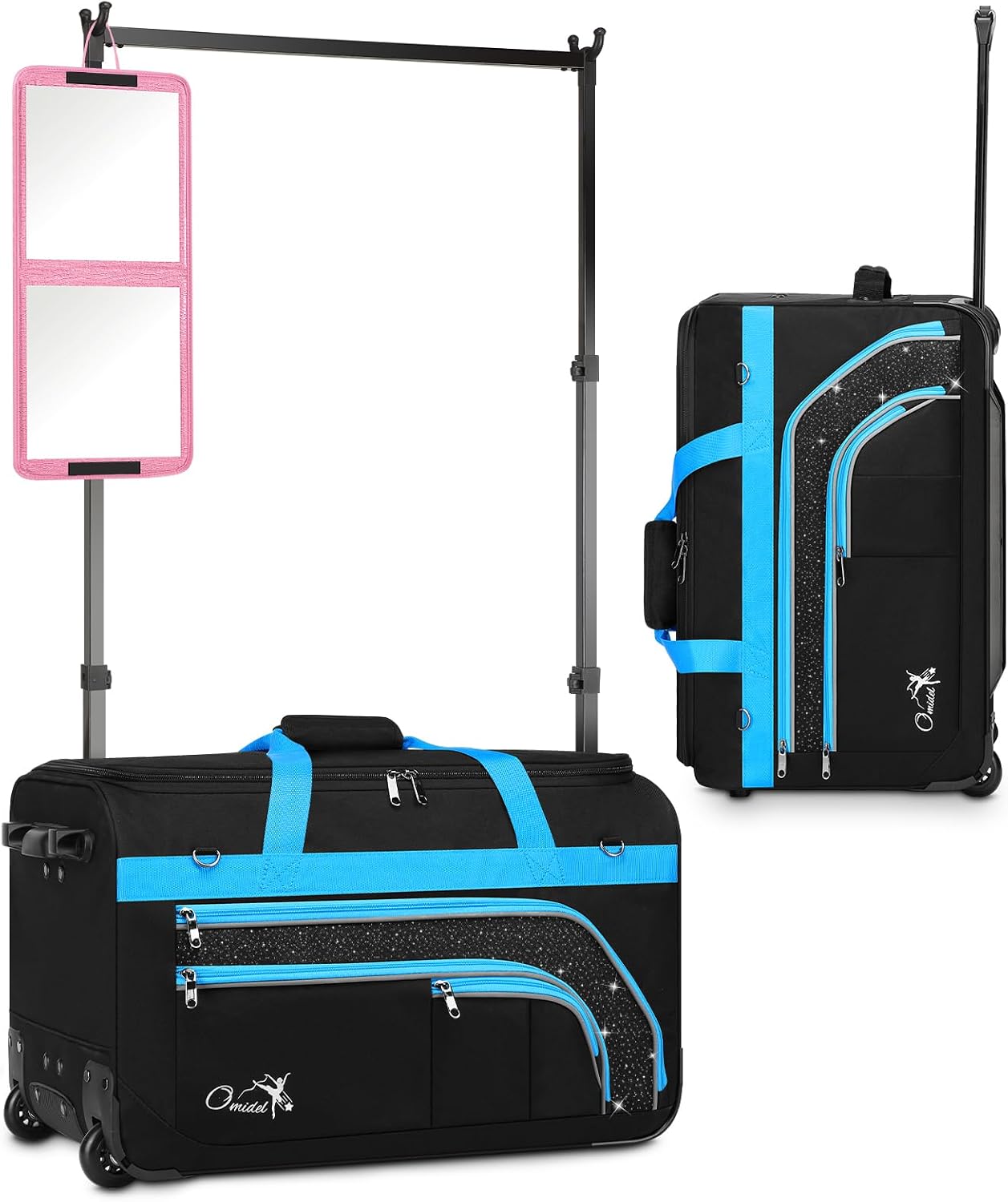 Dance Bag with Garment Rack, 23' Rolling Dance Suitcase Competition Duffle Bag with Garment Rack & Wheels | Versatile Compartments, Upgraded Stable System for Dance Shows, Travel, Cheer, Recital