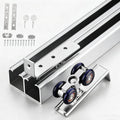 Double Track Bypass Barn Door Hardware Kit 48 60 72 96 144 in, Top Mount Aluminum Box Rail for 2 Door, Office Partition Track Replacement(Silver,68in(173cm))