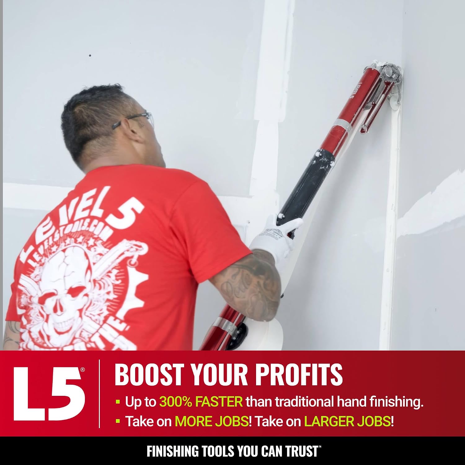 Full Taping & Finishing Set - LEVEL5 | Pro-Grade | 10/12' Mega Flat Boxes,MiniShot, 42' Box Handle, Compound Pump + Filler | Sheetrock Gyprock Wall Board | 4-666