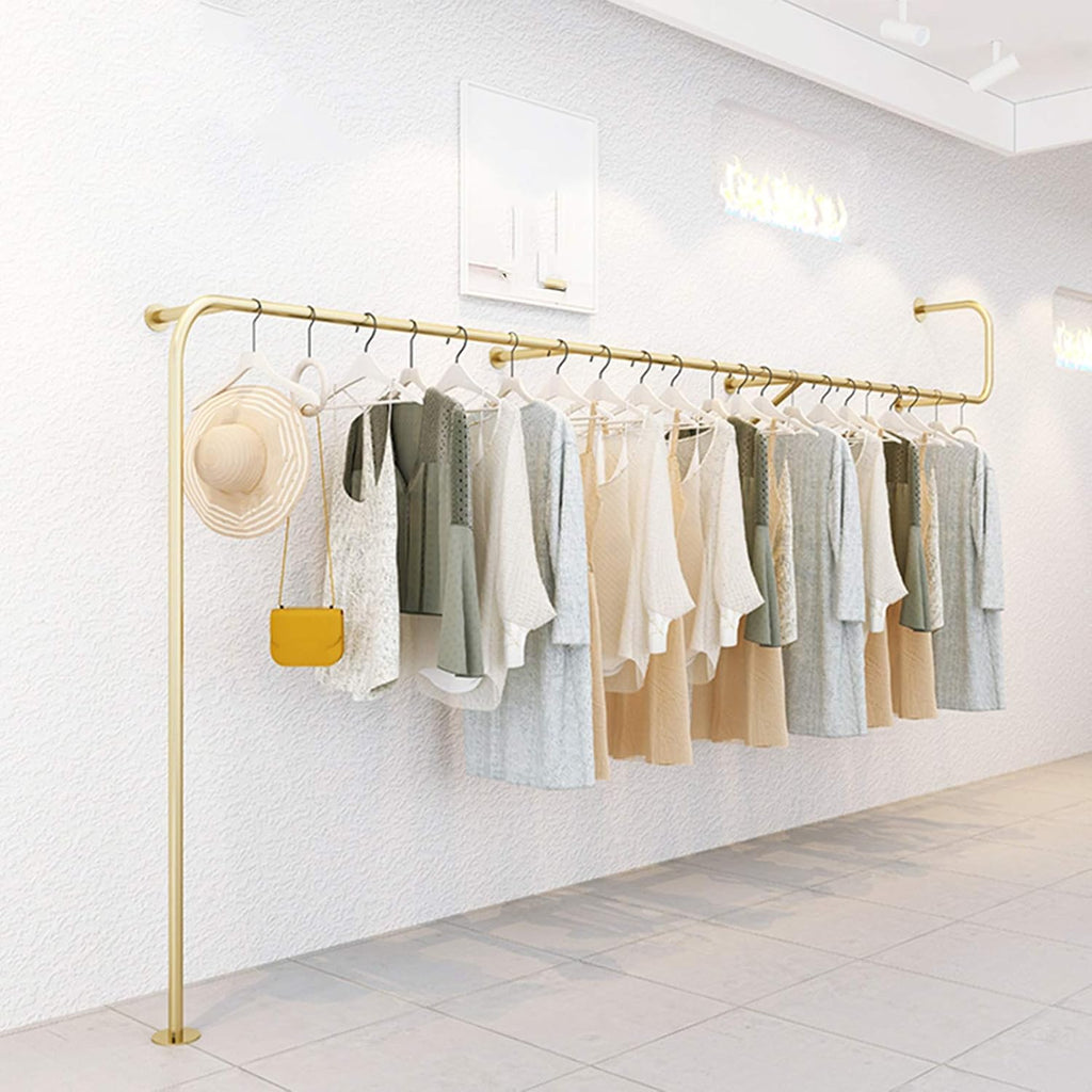 Iron Metal Clothing Store Wall Mounted Display Racks Racks Silver,Men's Women's Children's Retail Commercial Clothing Hanging Rod Garment Rack Ceiling Hange(B-300Cm