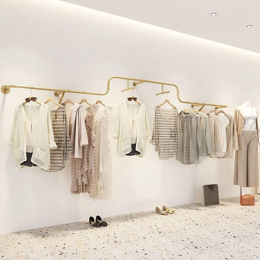 Household Industrial Pipe Garment Rack,Wall Mounted Iron Garment Rack,Boutique Retail Garment Rack,Display Rack,Clothes Rack,Pipe Rack,Floating Shelves,S (400cm
