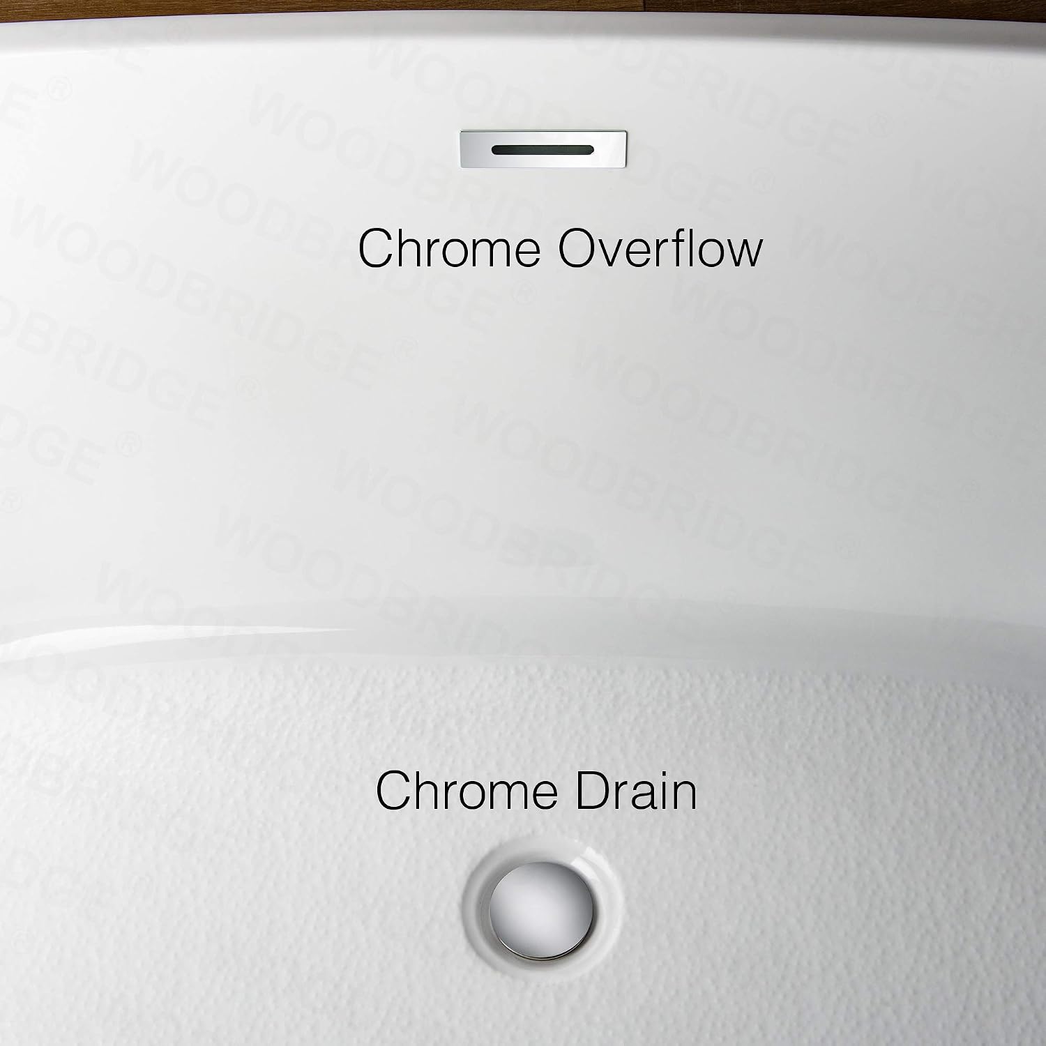 WOODBRIDGE 59'Freestanding White Acylic Soaking Bathtub with White Pillow,Drain and Overflow inChrome,BTA1509 -C-Drain &O+ Pillow