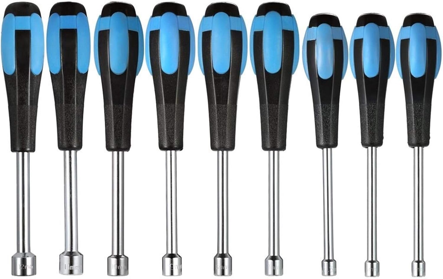 Stainless Steel Screwdriver, Magnetic Screwdriver,9pcs Screwdriver Set Hollow Shaft Nut Driver Set, Metric Sizes Hex Bit Sockets Professional Tool for 5mm/5.5mm/6mm/7mm/8mm/9mm/10mm/11mm/12mm