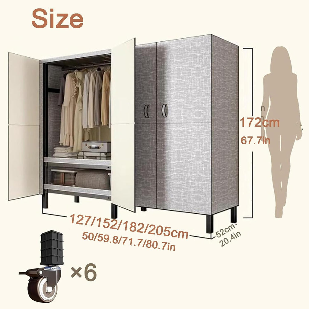 Large Portable Closets, Foldable 67.7' Clothes Rack with Cover, Multi-Functional Wardrobe(B,127cm/50in)