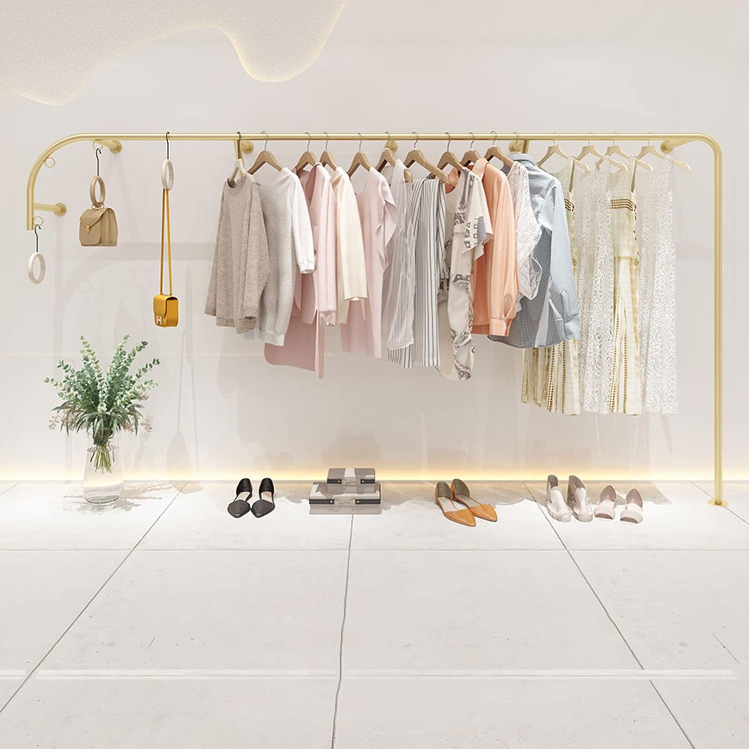 Modern Simple Industrial Pipe Hanger Garment Rack,Wall Mounted Garment Hanging Rack System,Modern Retail Garment Rack (F-120cm/47in