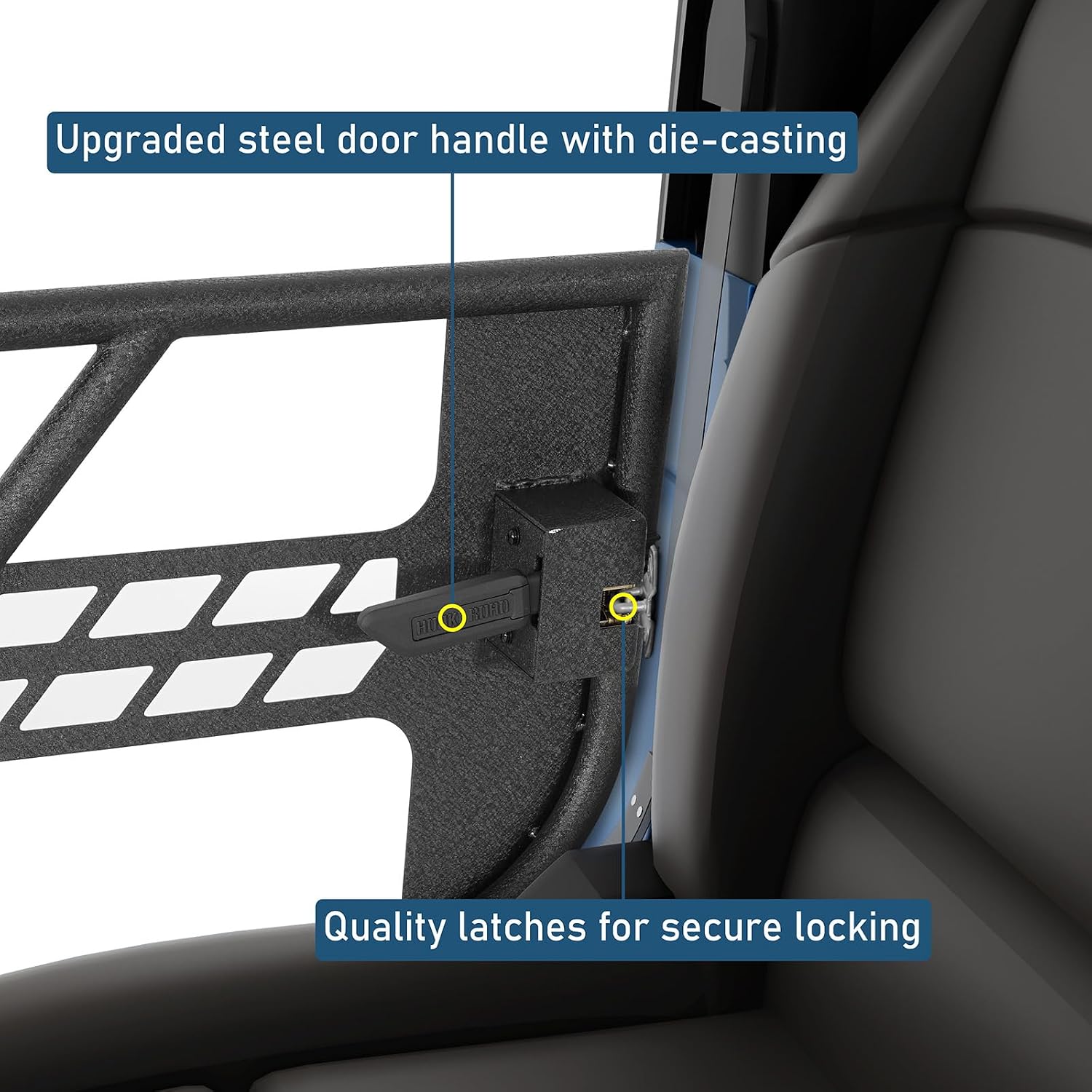 Hooke Road Tube Half Doors for 2018-2026 Jeep Wrangler JL 2-Door & Gladiator JT, Open-Air Summer Off-Road Doors wtih Secure Latch & Limiting Straps - 1 Pair (2-Door Only)
