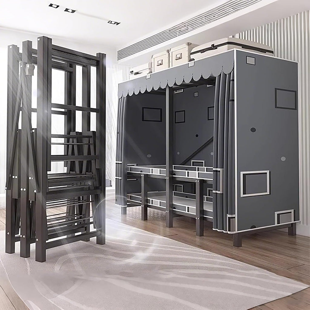 67Inch Portable Wardrobe Closet Storage Organizer for Bedroom, 23MM Thick Steel Hanging Rack with Cover Gray