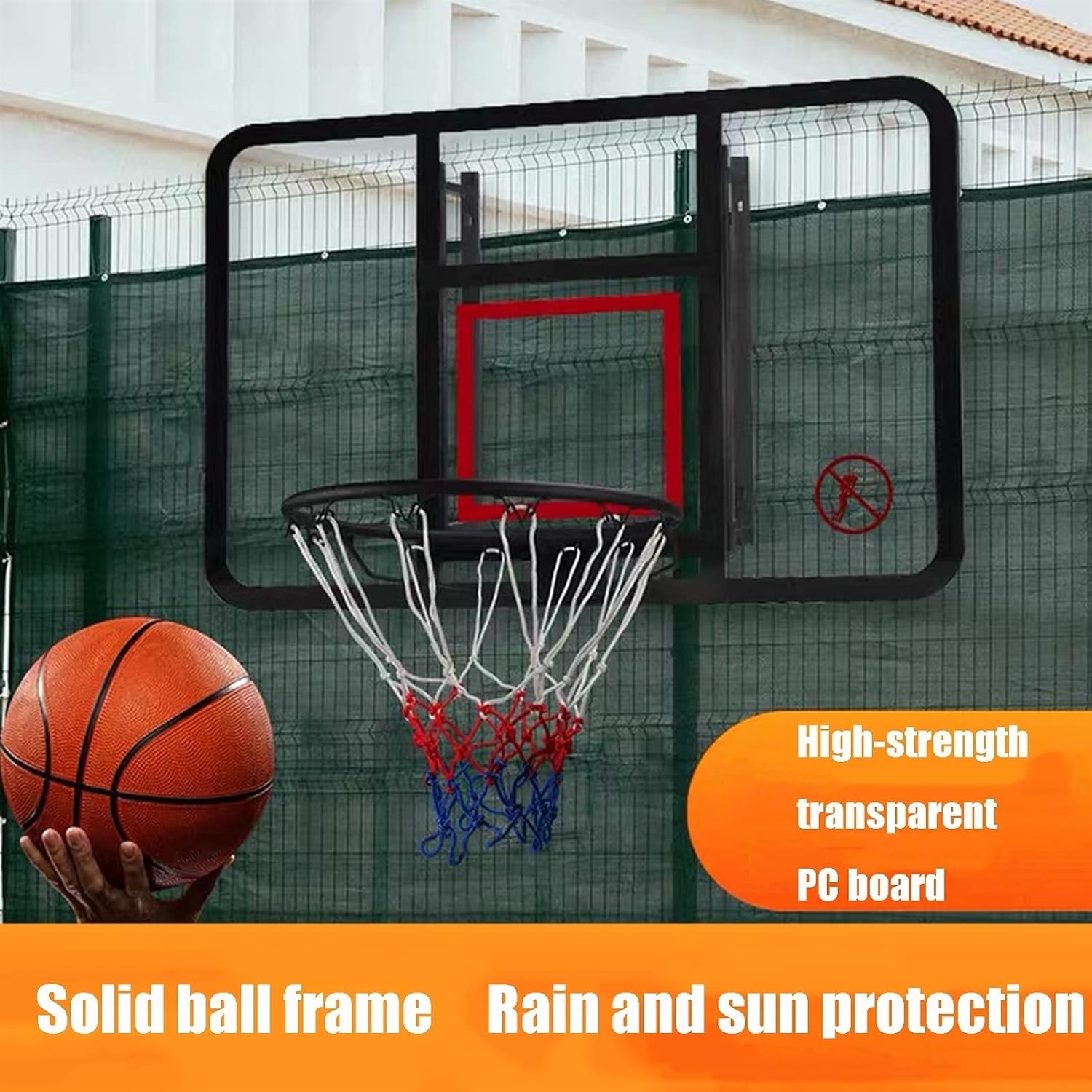 Basketball Rim 43in Adult Basketball Hoop, Indoor and Outdoor Wall-Mounted Basketball Boards, Simple Installation, 110x75 Cm