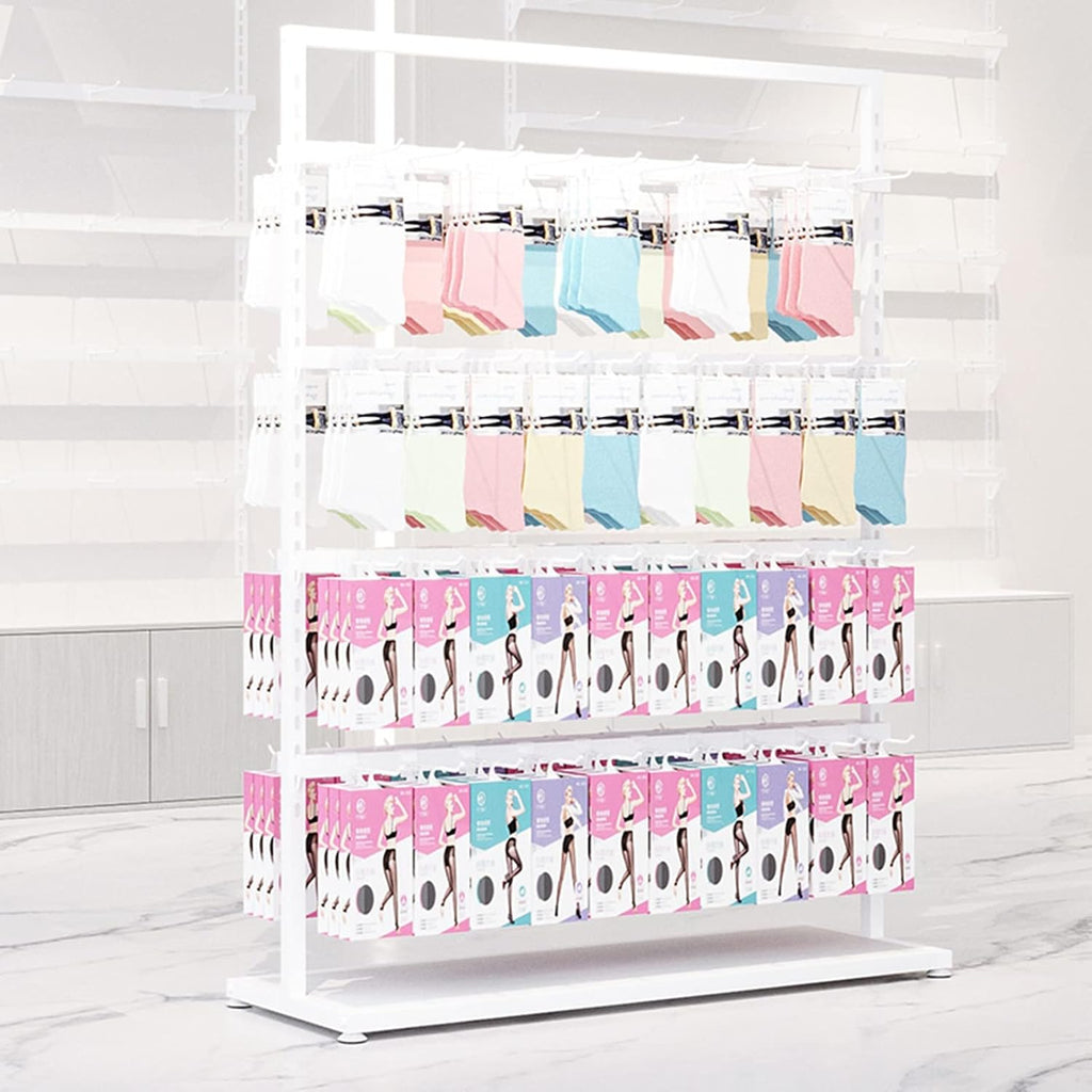 Modern Boutique Retail Display Racks, Clothing Store Garment Racks, Multifunctional Slippers Socks Underwear Shorts Swimwear Gloves Storage Hanger, S(White-150x35x135CM