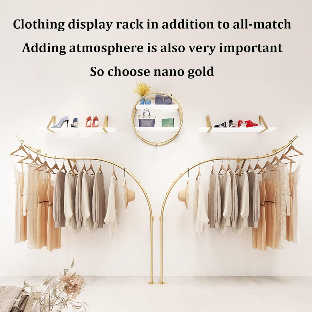 Creative Display Clothing ?Rack ?in Boutique Clothing Stores,Modern Industrial Pipe Wall-Mounted Garment Rack Shelves,Closet Rod Retail Display Rack Storage(2pcs (Left + Right)-L 200cm
