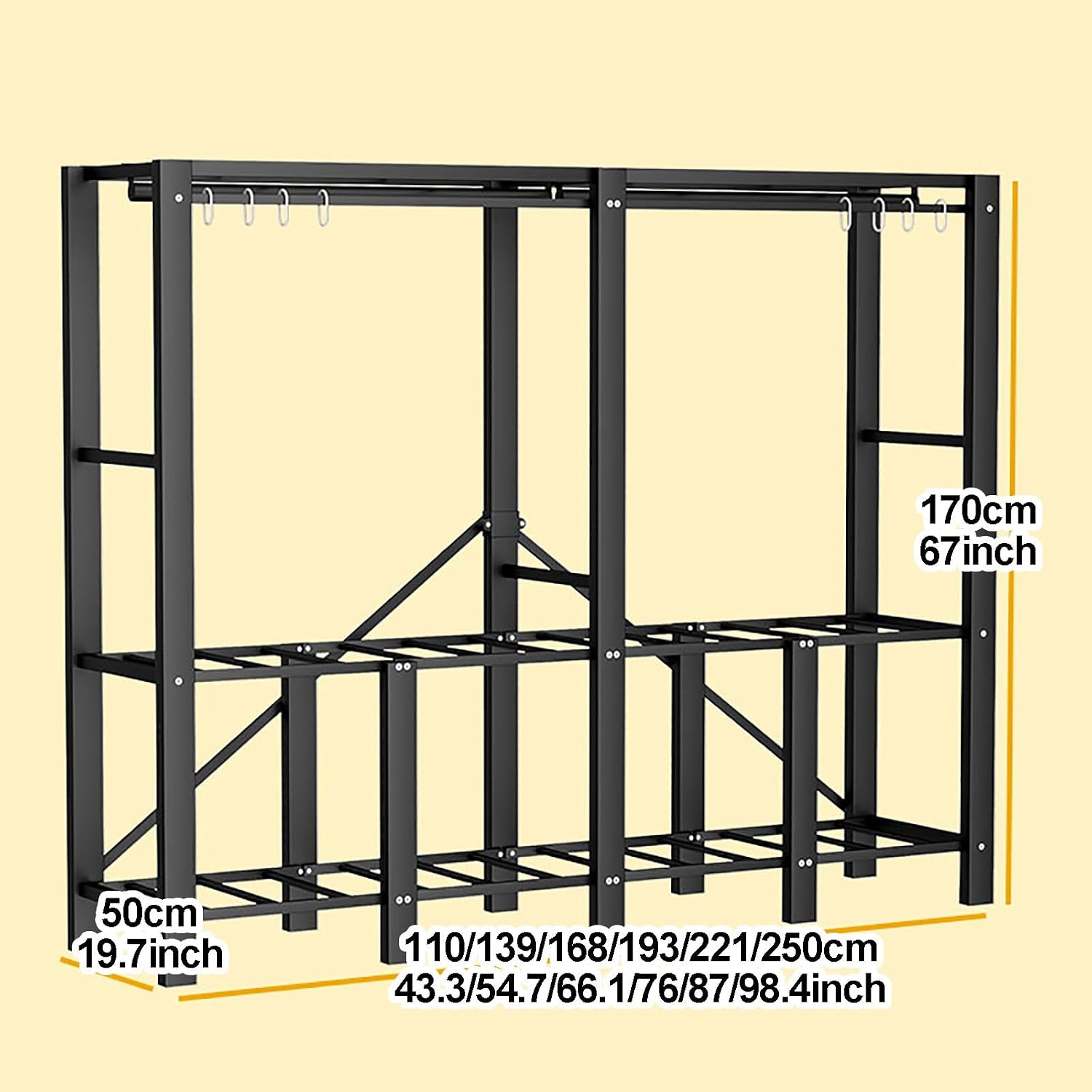Heavy Duty Garment Rack With Cover Folding Wardrobe Closet Foldable Clothing Rack For Hanging Clothes Armoires Portable Metal Coat Storage Organizer Covered(E,193cm/76inch)