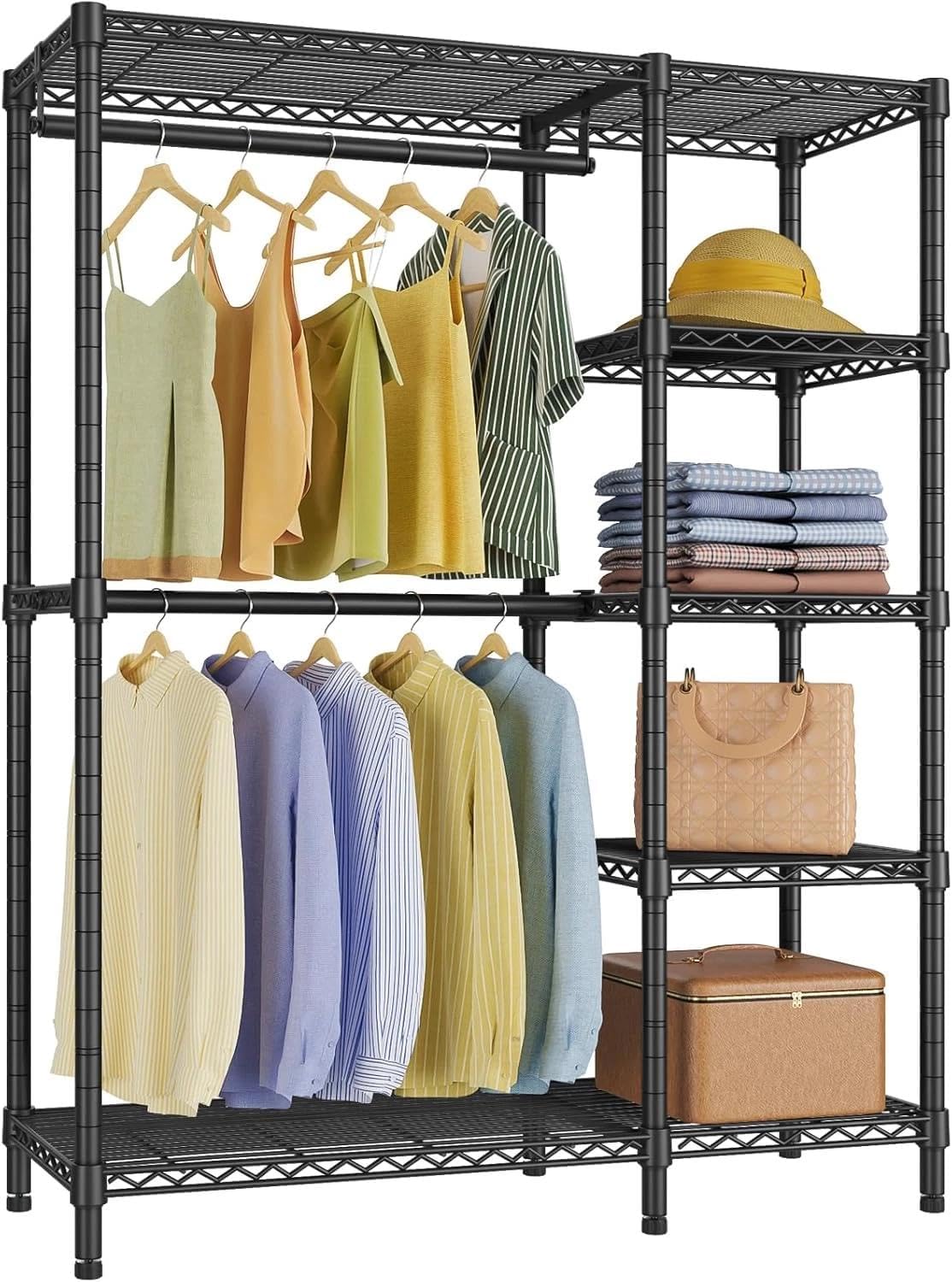 for V7 Basic Garment Rack for Hanging Clothes Heavy Duty Clothes Rack with Shelves,