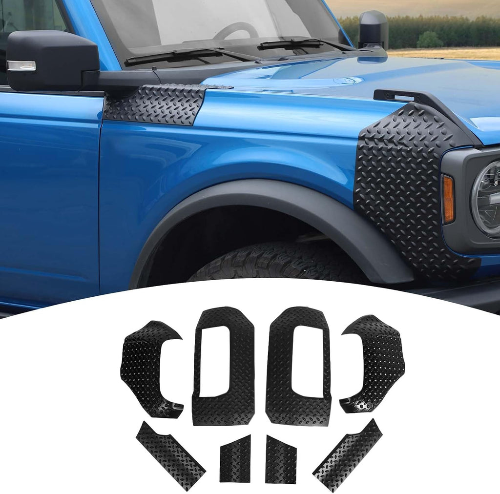 for Bronco Corner Edge Protector Set Anti Scratch Guards Protector,Cowl Body Armor Outer Cowl Covers for Ford Bronco 2021-Present Black ABS Exterior Accessories 8pcs