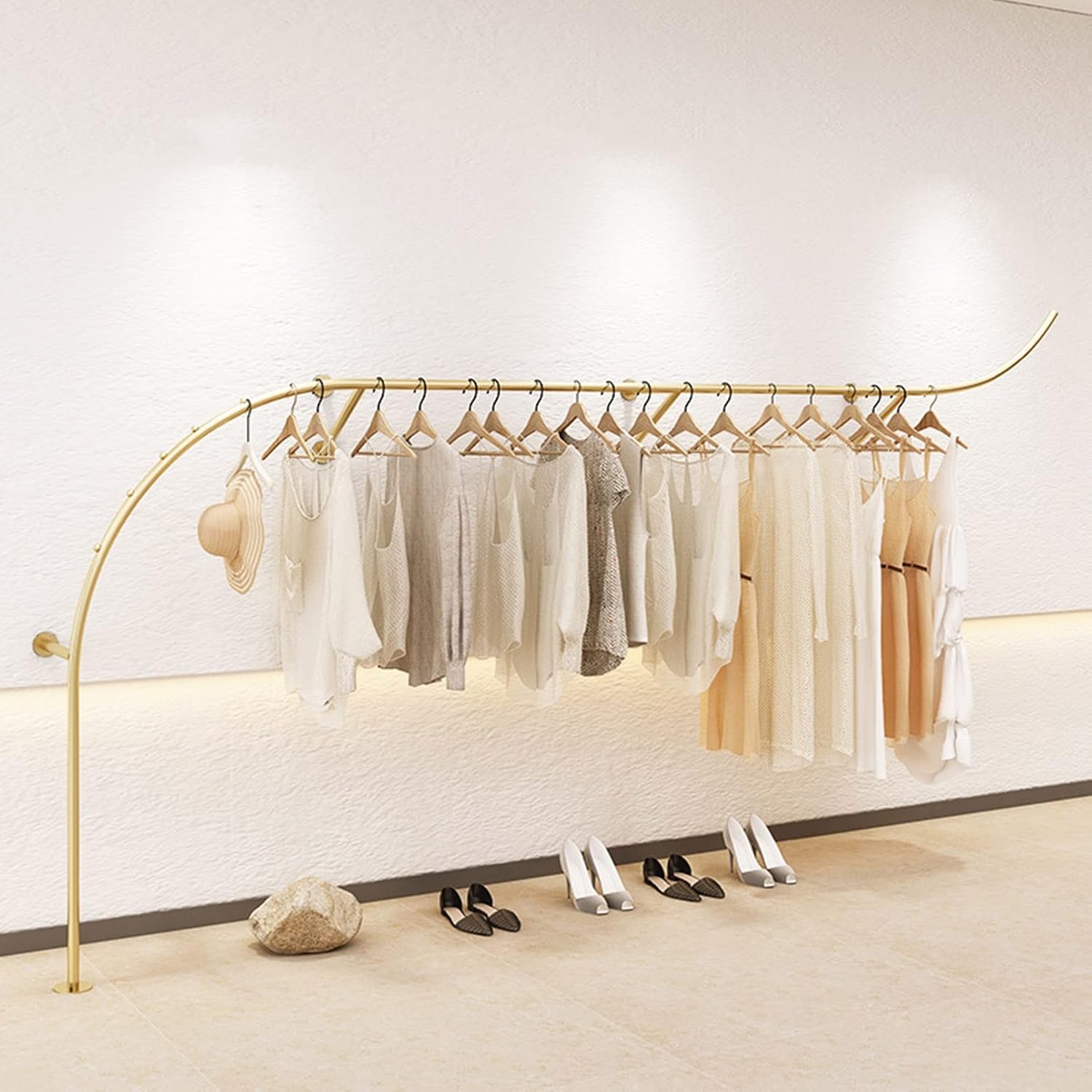 Clothing Rod Wall Mounted Clothing Rack Store Garment Racks Display Clothes Hanger Commercial Hanging Clothes,Multi-Functional Organizer Storage Shelf for R(A-L250CM