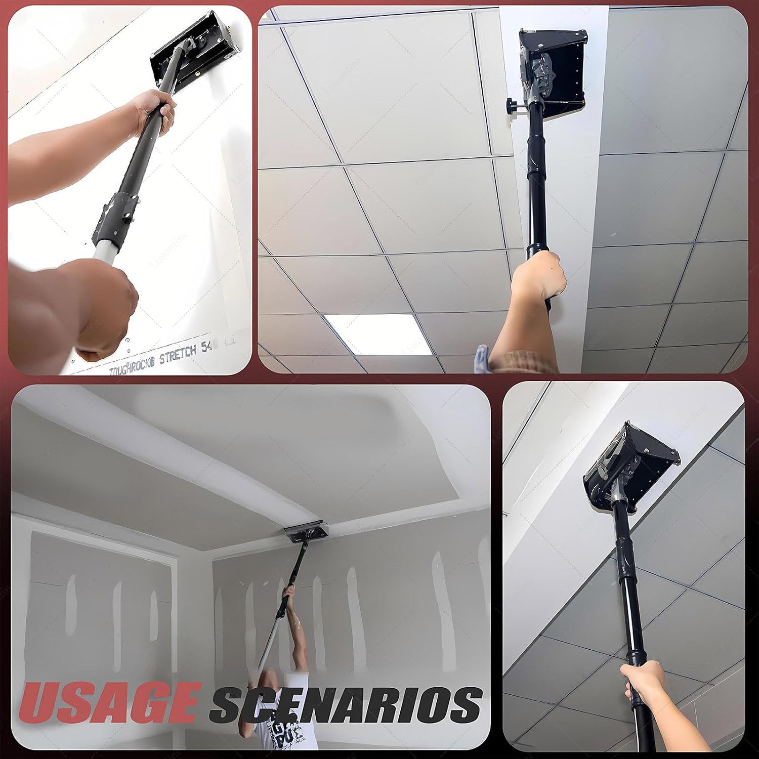 Rywall Flat Box Set - Professional 10inch Taping Tool with 120 Degree Adjustable Aluminum Alloy Sheetrock, Includes Extension Handle for Drywall Finishing All