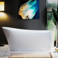Empava Freestanding Bathtub, 67' Soaking Tub with End Drain & Overflow – Acrylic Tub, Non-Slip Flat Bottom, Glossy White, cUPC Certified