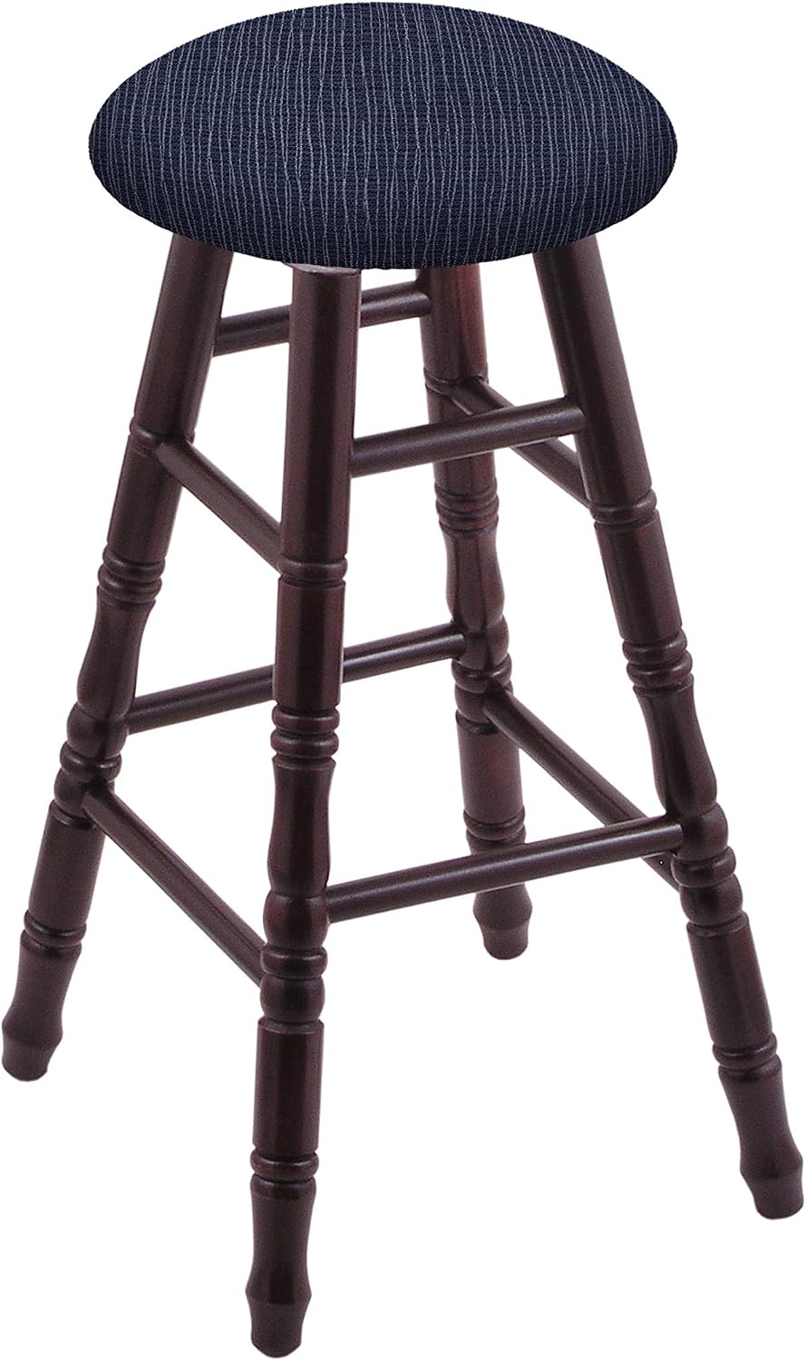 XL Maple Round Cushion 36' Swivel Extra Tall Bar Stool with Turned Legs, Dark Cherry Finish, and Graph Anchor Seat