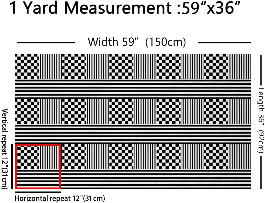 Black Plaid Stripes Fabric by The Yard,Checkered Lines Flannel Polyester Fabric for DIY Projects,Modern Simple Style Waterproof Outdoor Fabrics,Black 10 Yards,360' L x 59' W