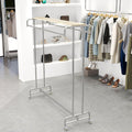 Stainless Steel Freestanding Garment Rack, Heavy Duty Double Rod Rolling Clothes Rack Clothing Hanger Stand for Modern Boutique Display Rack Retail Use ( Color : Rack with Shelf , Size : 100x50x135cm