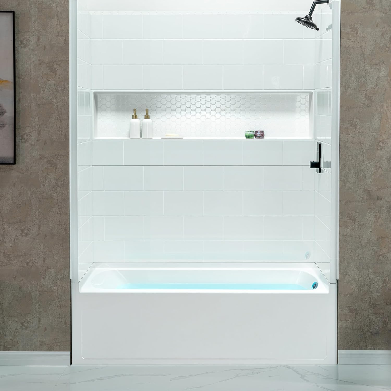 WOODBRIDGE 60' x 32' Alcove Soaking Bathtub in white with Right-Hand Drain Hole
