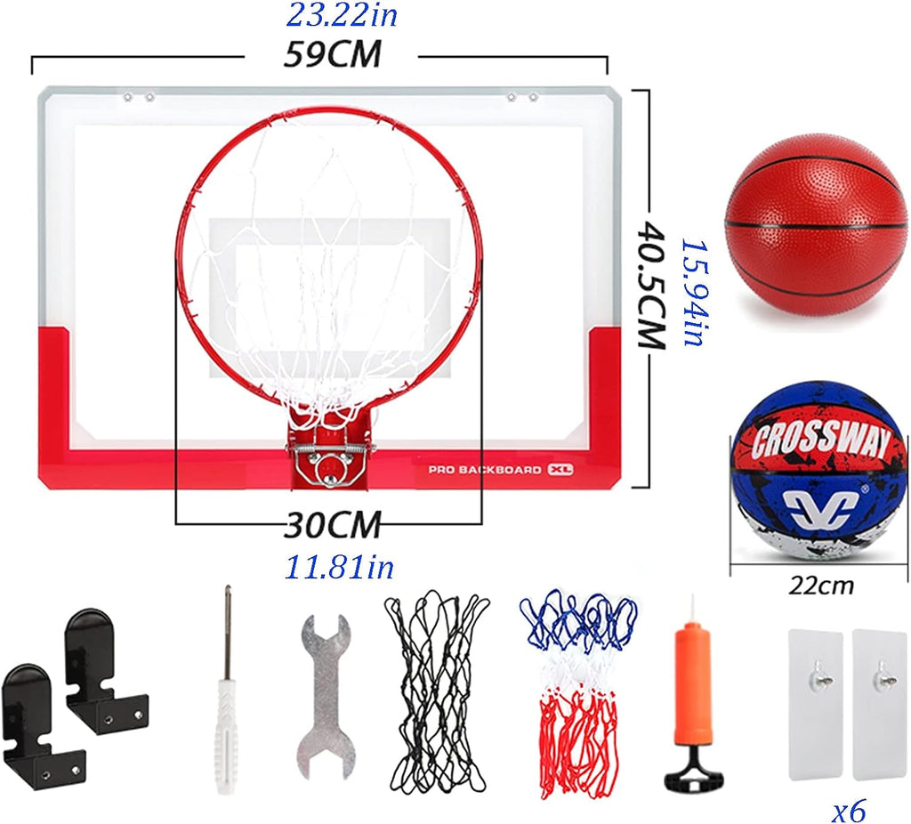 Basketball Rim The Wall-Mounted Basketball Hoop Can Be Folded for Storage, Children's Mini Outdoor Basketball Board (Color : Red, Size : 59x40.5cm)