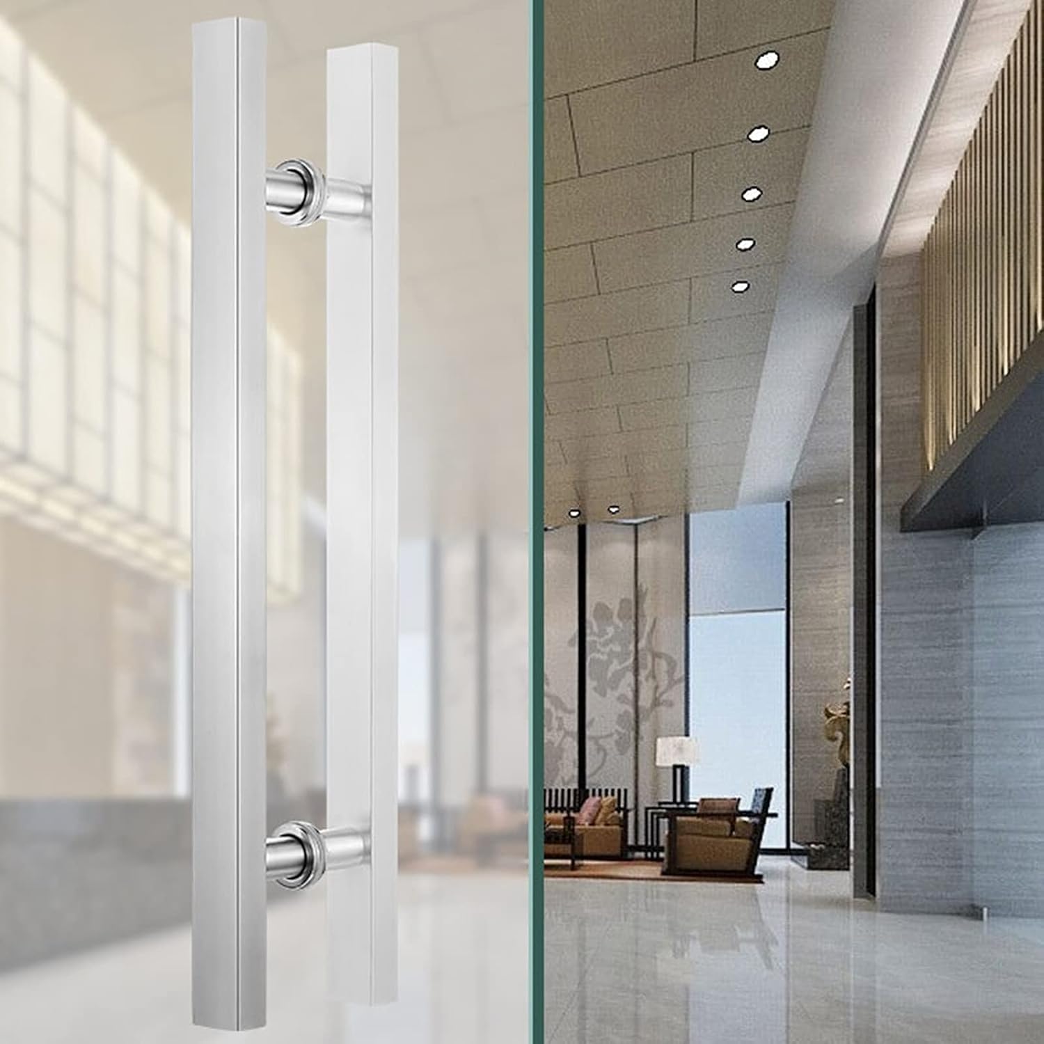 Door Handles 20Inch/24Inch/31Inch Metal Push Pull, Double Sided Pipe H Ssliding for Glass Door/Wooden Door