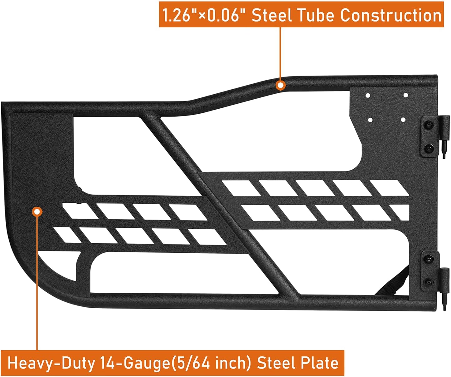 Hooke Road JK Tubular Half Doors for 2007-2018 Jeep Wrangler JK, Wrangler Offroad Trail Doors with OE-Style Latches, Open-Air Summer Driving (2-Door Only)